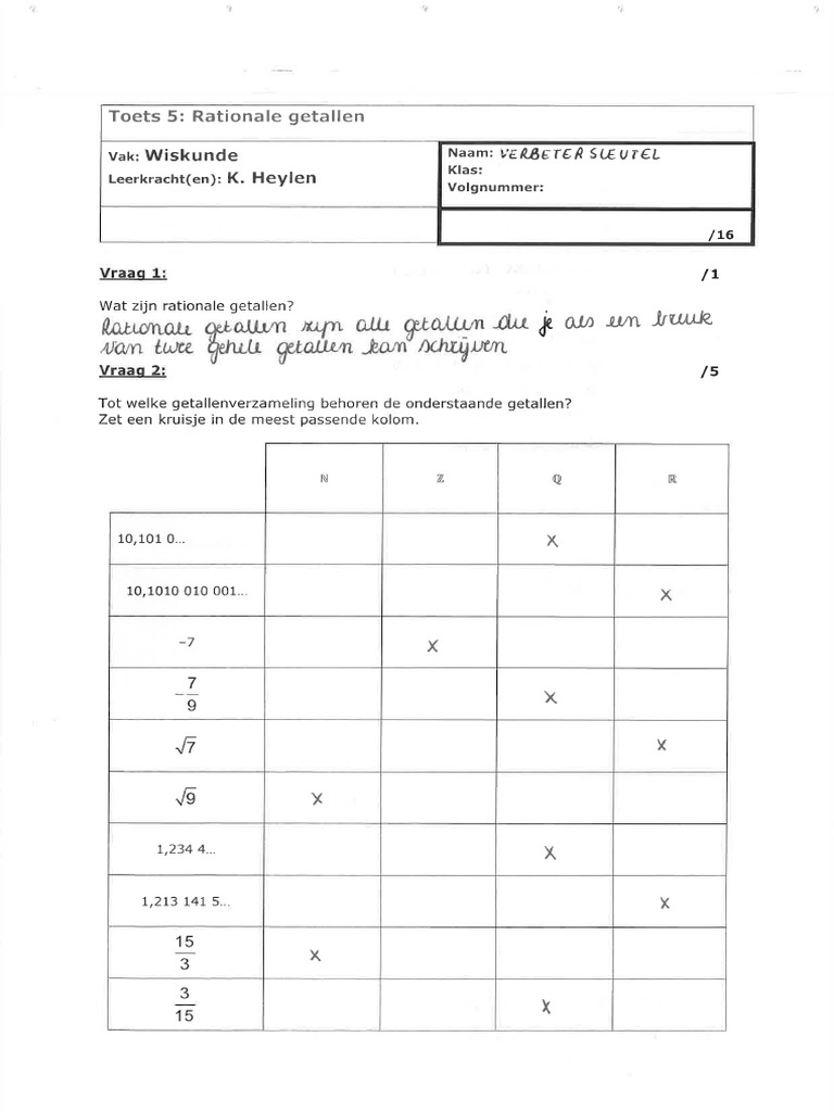 Oplossingen Toets 5 | PDF