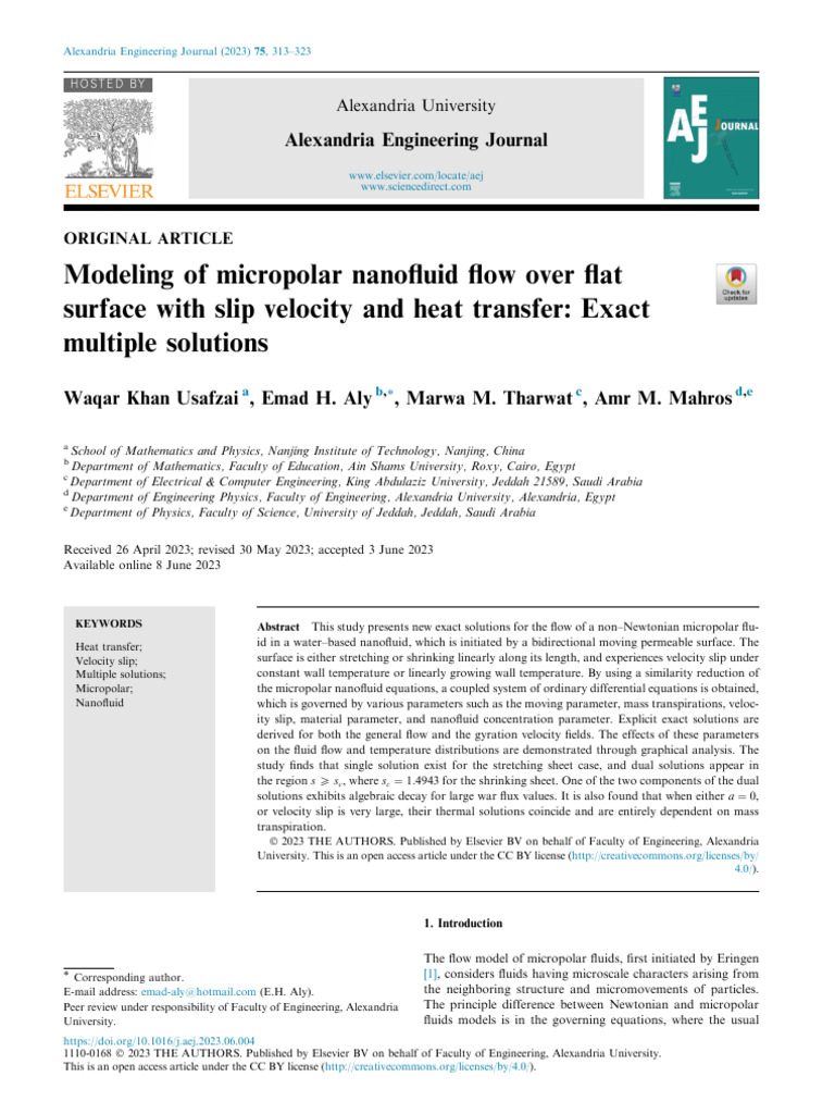 Micropolar Nanofluid Flow Modeling | PDF | Boundary Layer | Heat Transfer
