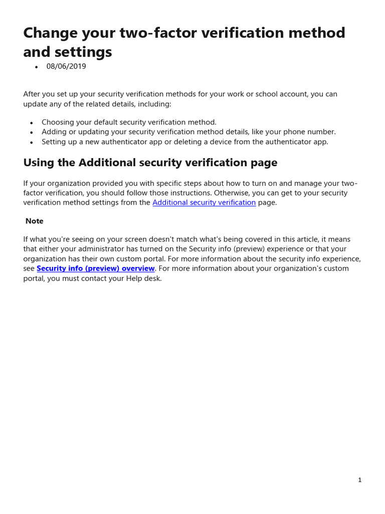 Change Your Two-Factor Verification Method and Settings | PDF | Mobile ...