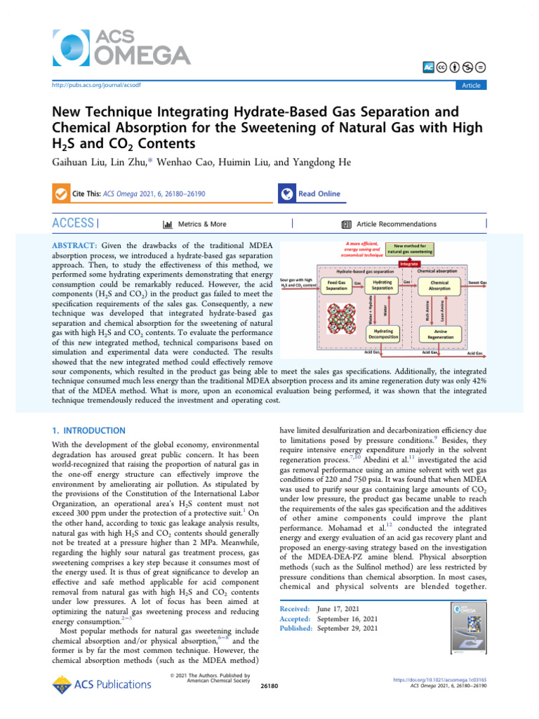 New Technique Integrating Hydrate Based Gas Separation and Chemical ...
