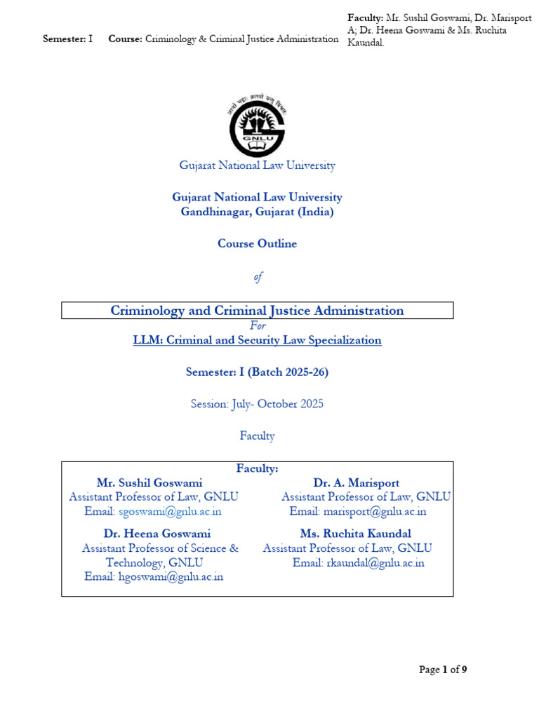 Criminology & Criminal Justice Course Outline | PDF | Crimes | Crime ...