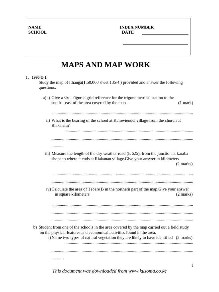 Map Analysis and Field Study Questions | PDF | Map | Earth Sciences