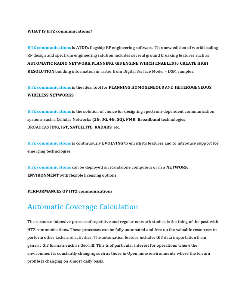 HTZ Communications: RF Engineering Software | PDF | Geographic ...