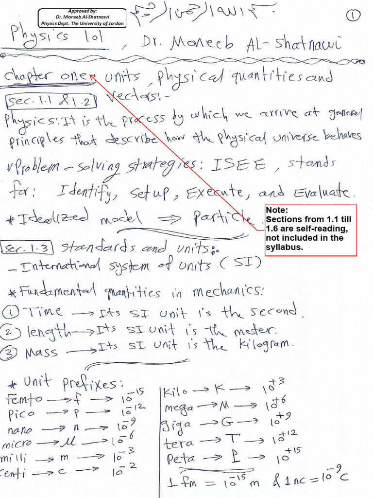 001 Phy 101 Chapter 1 Set 1 | PDF