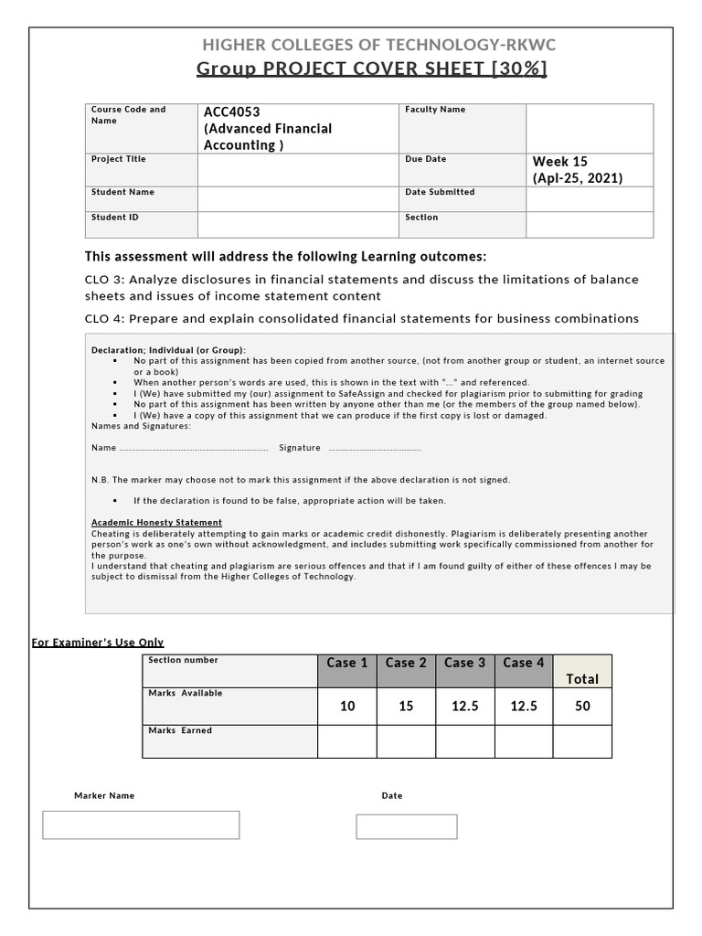 Advanced Financial Accounting Project | PDF | Debits And Credits ...