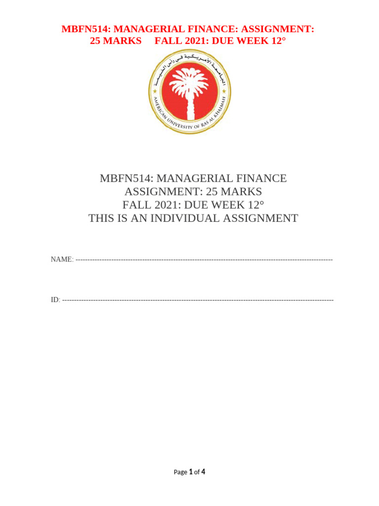 Managerial Finance Assignment NPV Analysis | PDF | Net Present Value ...
