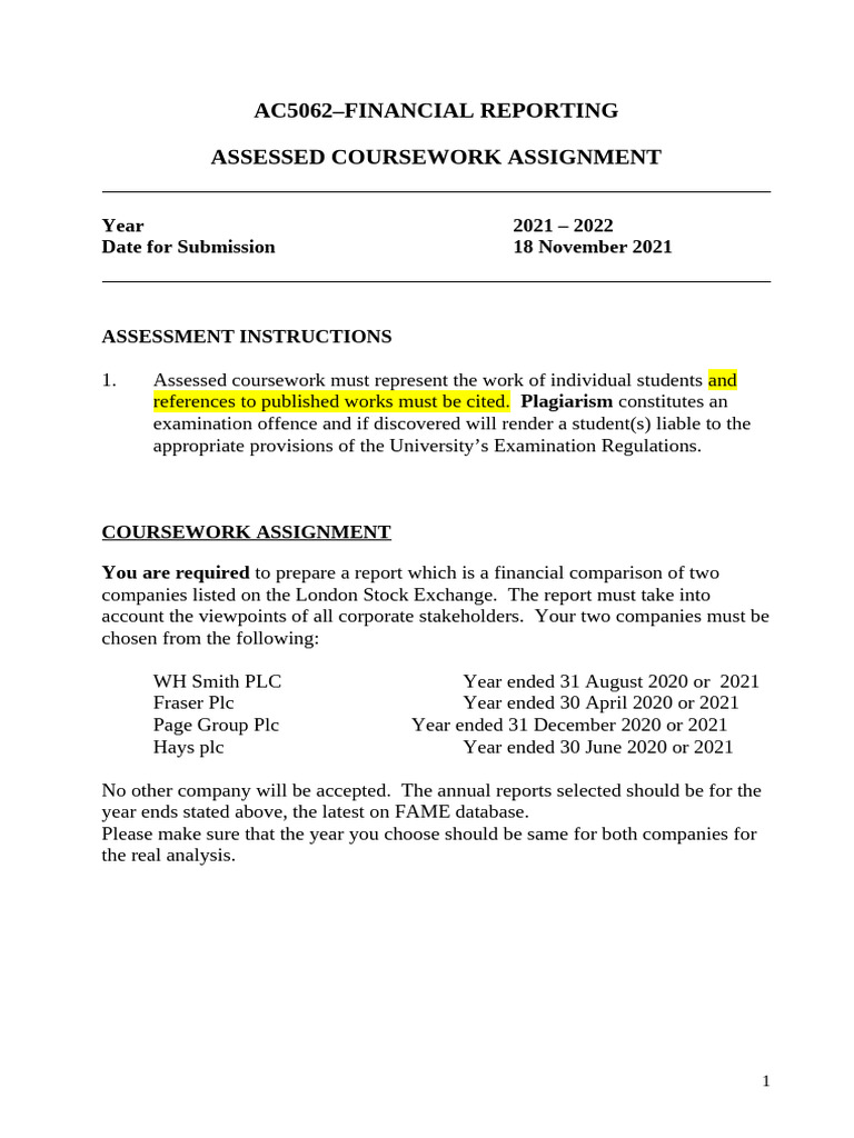 AC5062 Coursework Assignment 2021-22 | PDF | Evidence | Knowledge