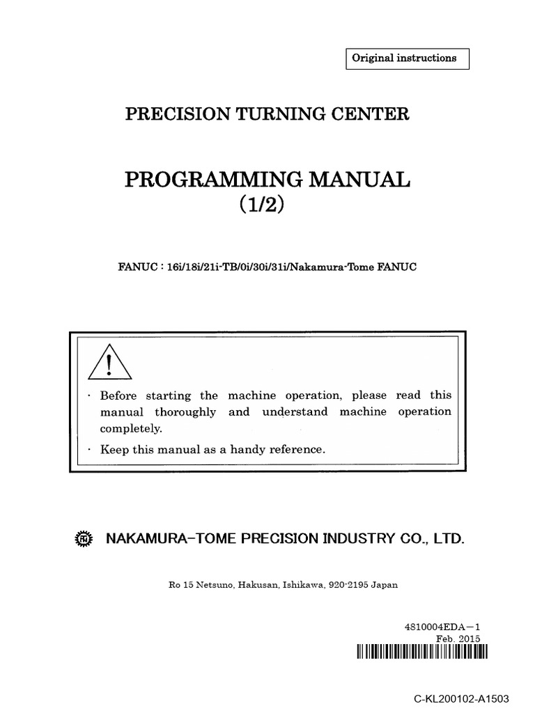 Precision Turning Center Programming Guide | PDF | Machining ...