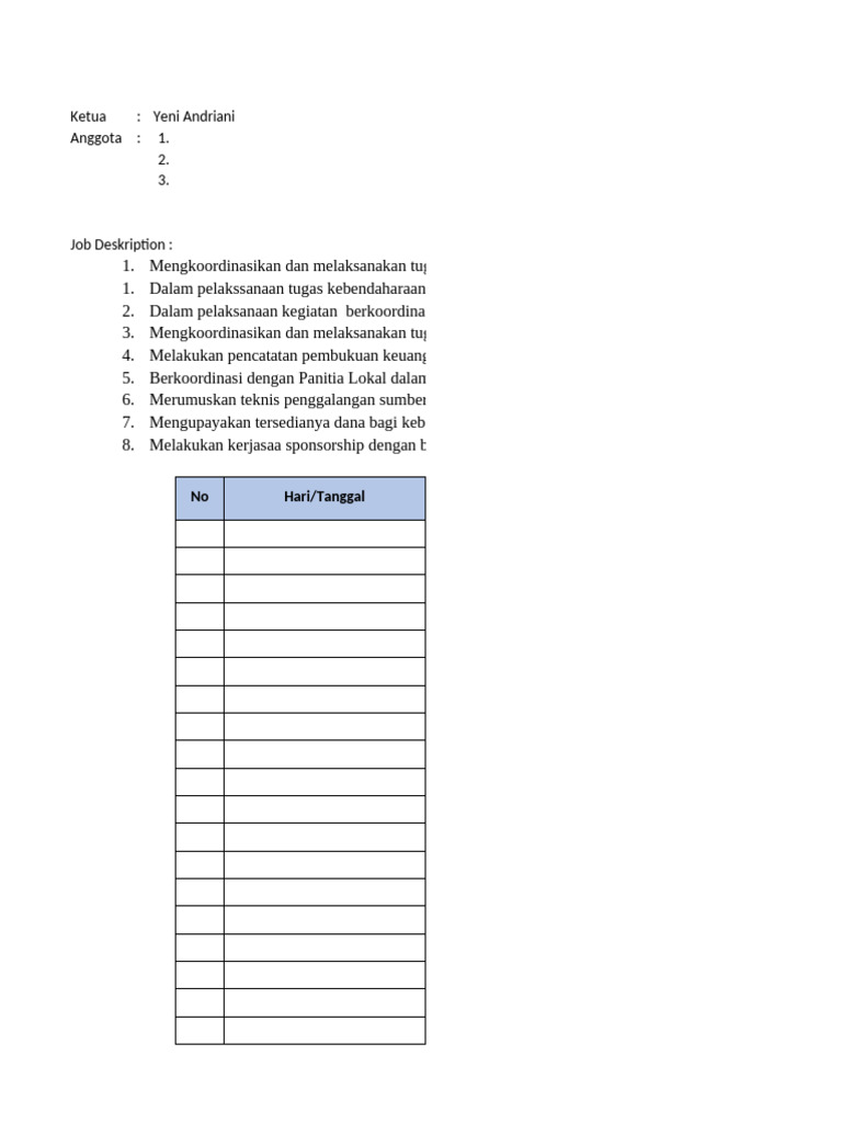 Laporan Job Deskription | PDF