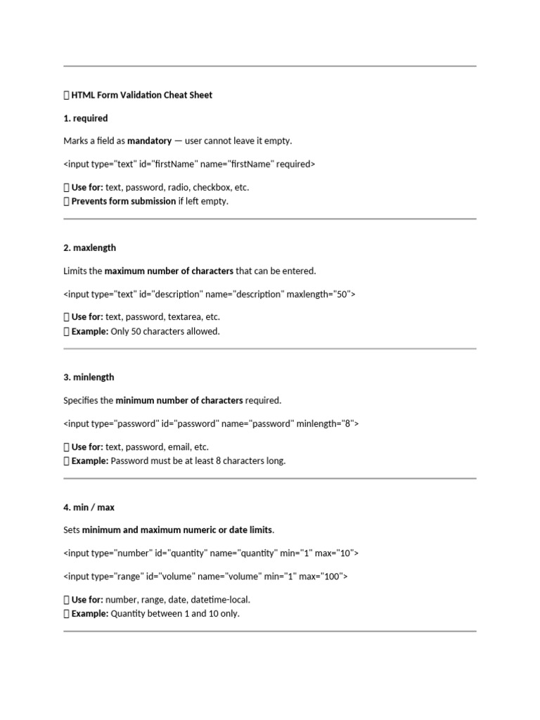 HTML Form Validation Essentials Guide | PDF