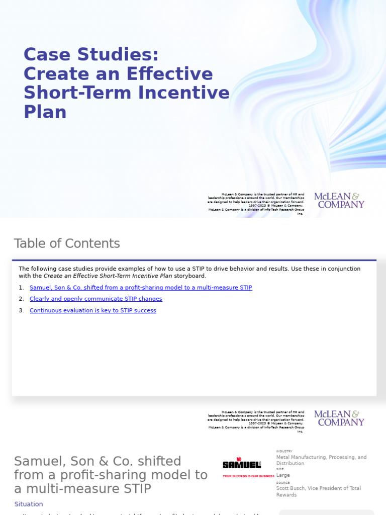 HR Case Studies Create An Effective Short Term Incentive Plan | PDF ...