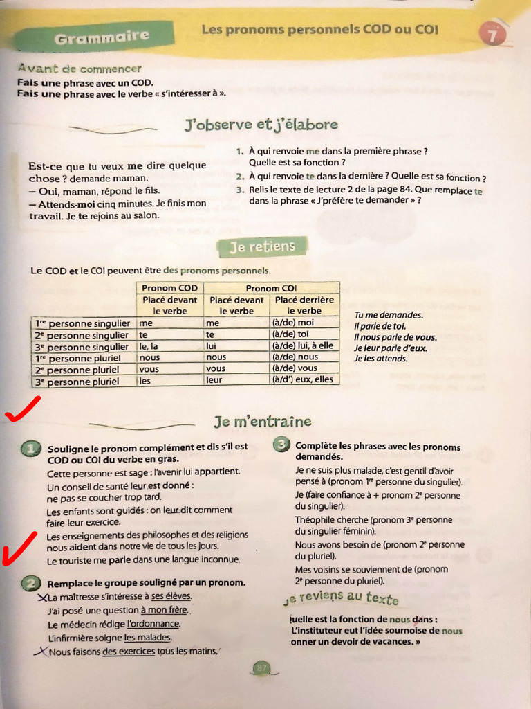 Exercices sur les pronoms COD et COI | PDF | Complément d'objet | Pronom