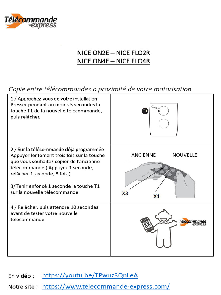 Programmer votre télécommande Nice | PDF