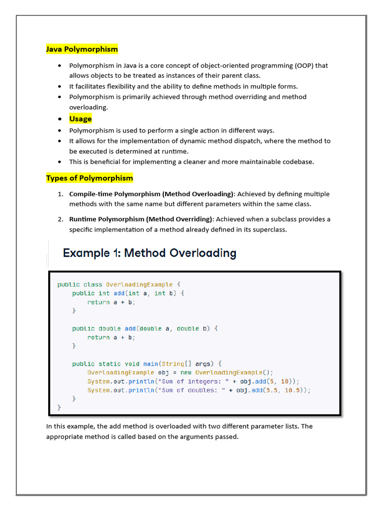 Java Polymorphism and Concurrency Basics | PDF | Method (Computer ...