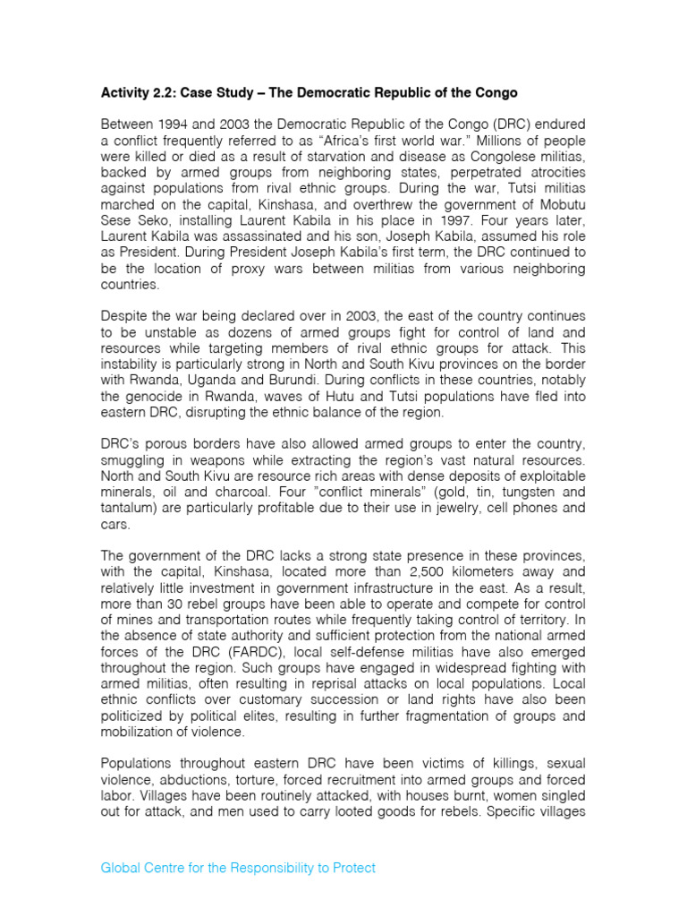 Activity 2.2 DRC Case Study | PDF | Democratic Republic Of The Congo ...