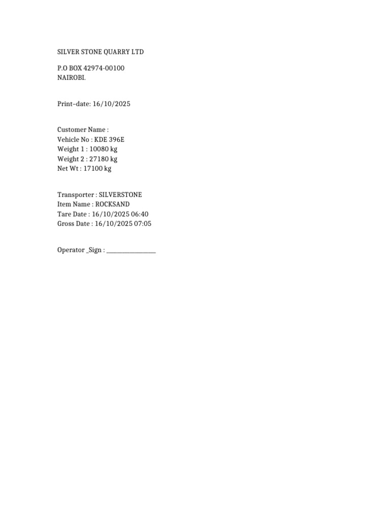Silver Stone Quarry Receipt 16102025 | PDF