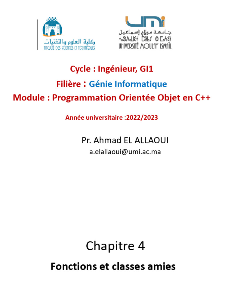 Fonctions et classes amies en C++ | PDF | Programmation orientée objet ...