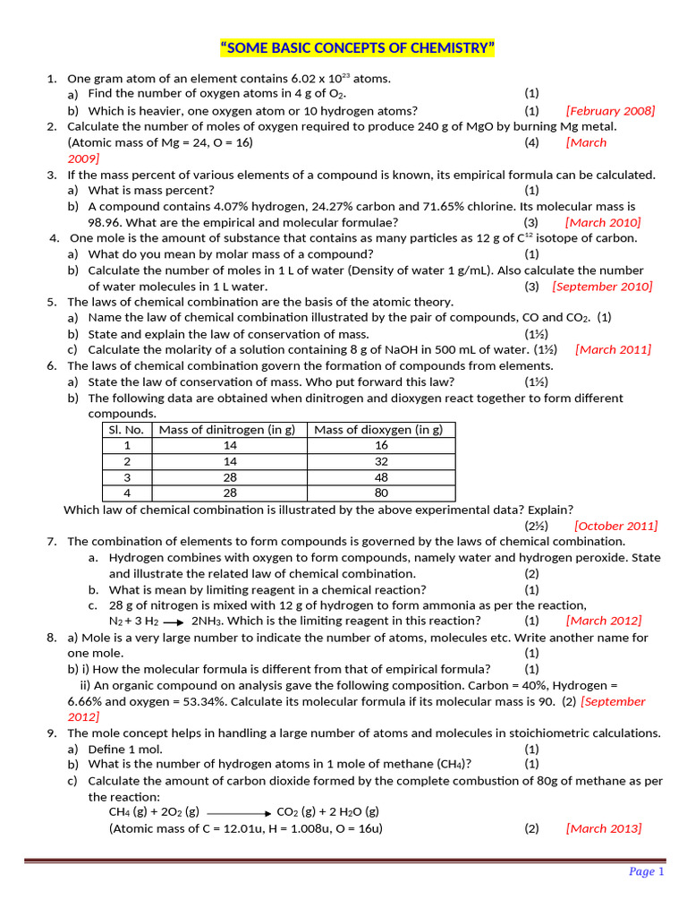 Chemistry Concepts and Calculations Guide | PDF | Mole (Unit) | Molecules