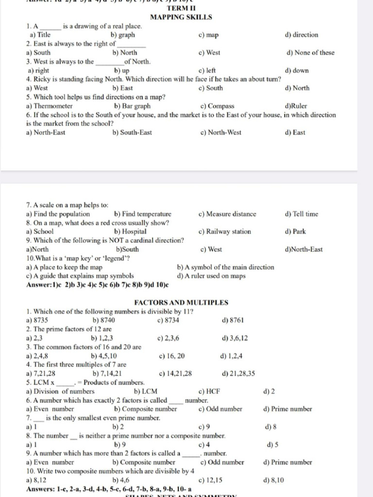 Mapping Skills and Math Concepts Test | PDF | Prime Number | Shape