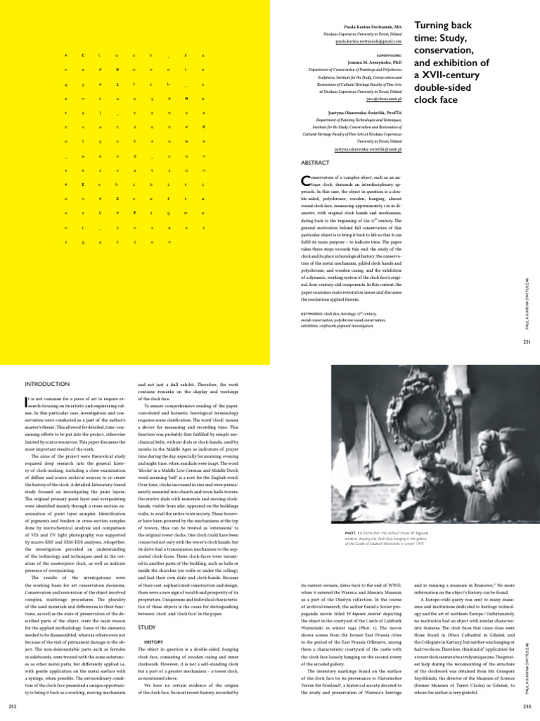 17th Century Clock Face Conservation | PDF | Corrosion | Paint