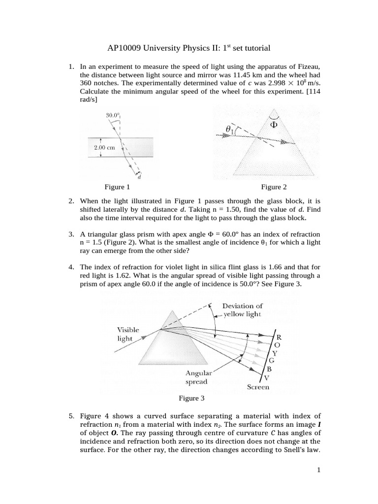 Physics II: Light Experiments Tutorial | PDF | Refraction ...