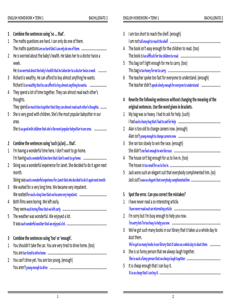 English Homework: Sentence Combining Exercises | PDF | Adjective