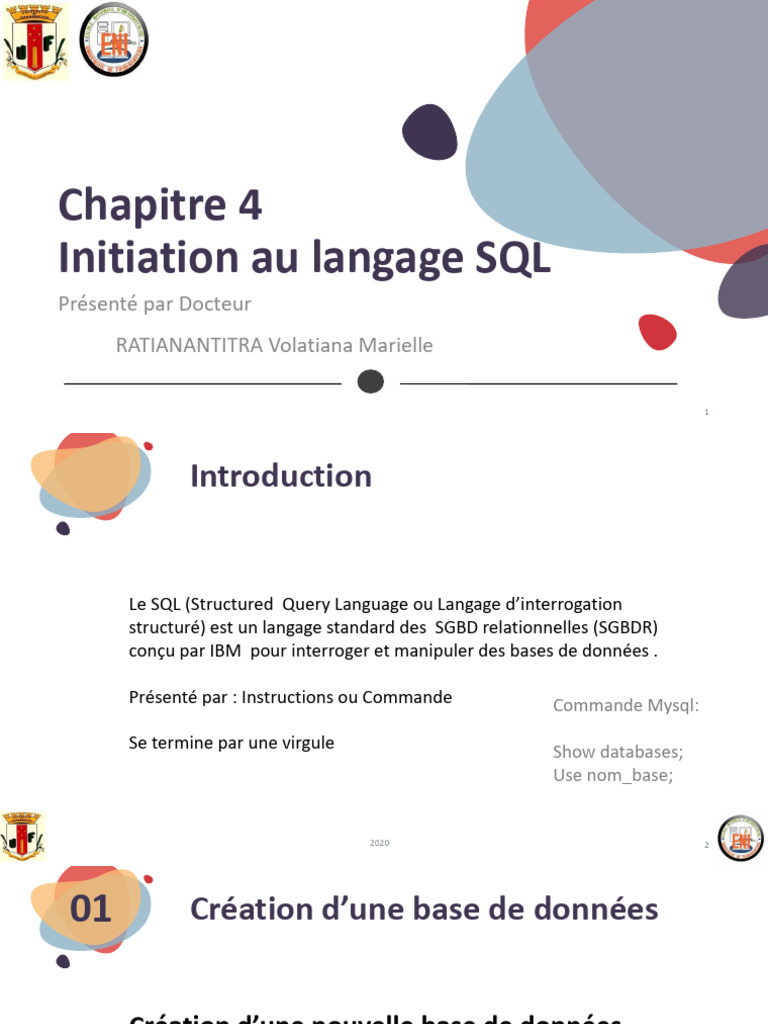 Introduction au langage SQL et commandes | PDF | SQL | Base de données ...