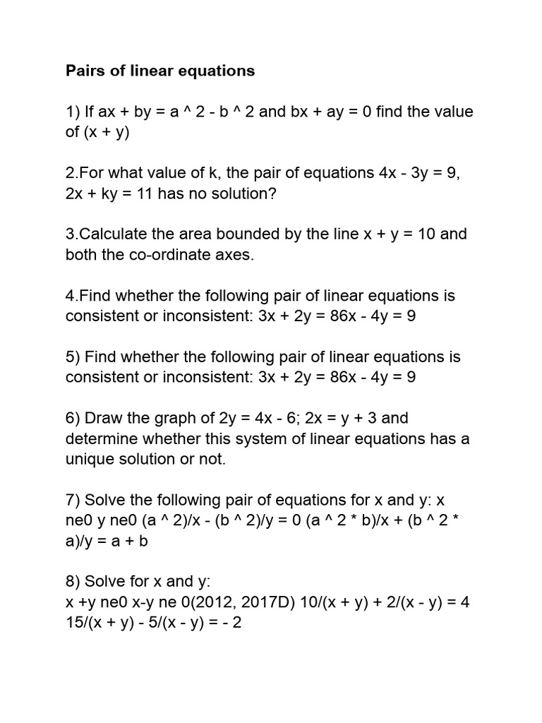 Solving Linear Equations and Graphs | PDF | Equations | Length