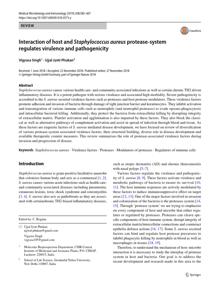 Interaction of Host and Staphylococcus Aureus Protease-System Regulates ...