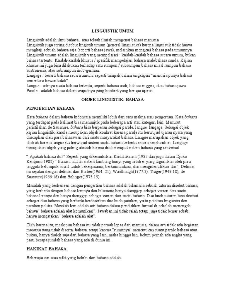 Linguistik Umum By Abdul Chaer