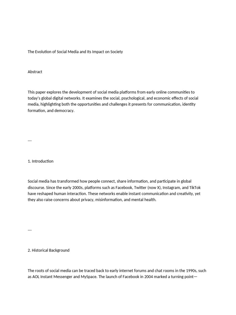 Social Media's Evolution and Societal Impact | PDF | Social Media ...