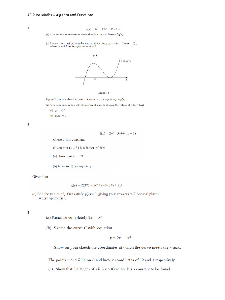 Algebra Function HW | PDF