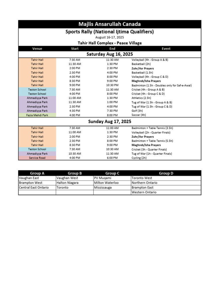 Sports Rally Schedule 2025 | PDF | Entertainment | Sports