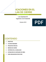 Cubicaciones en el plan de cierre