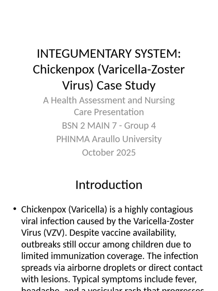 Chickenpox Case Study and Nursing Care | PDF | Infection | Immunology