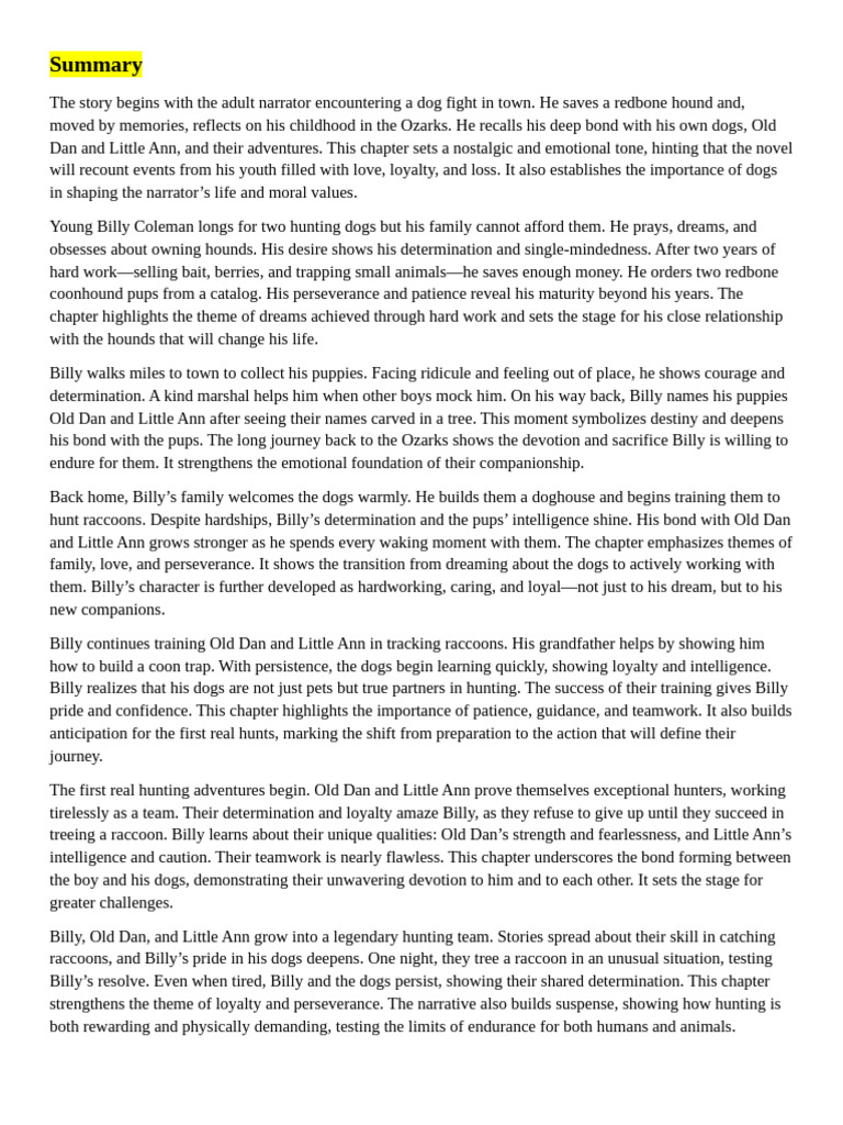 Where The Red Fern Grows Revision PDF