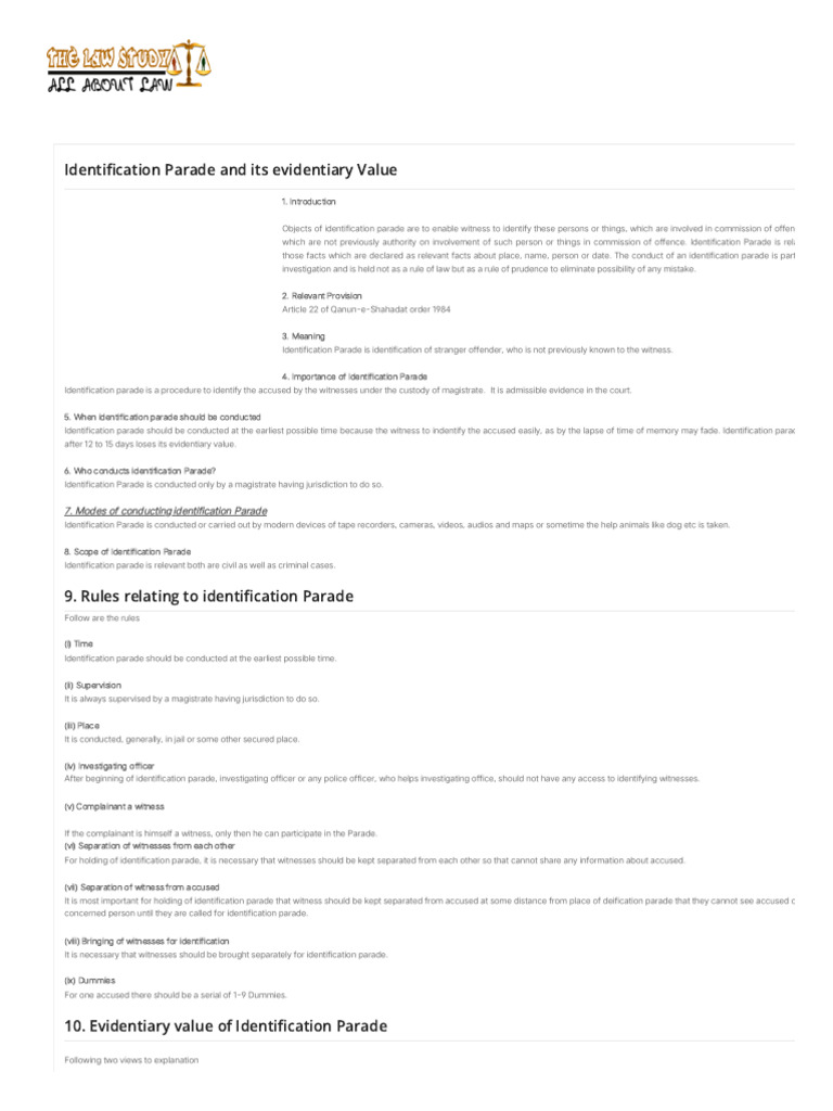 Understanding Identification Parades in Law | PDF | Evidence (Law ...