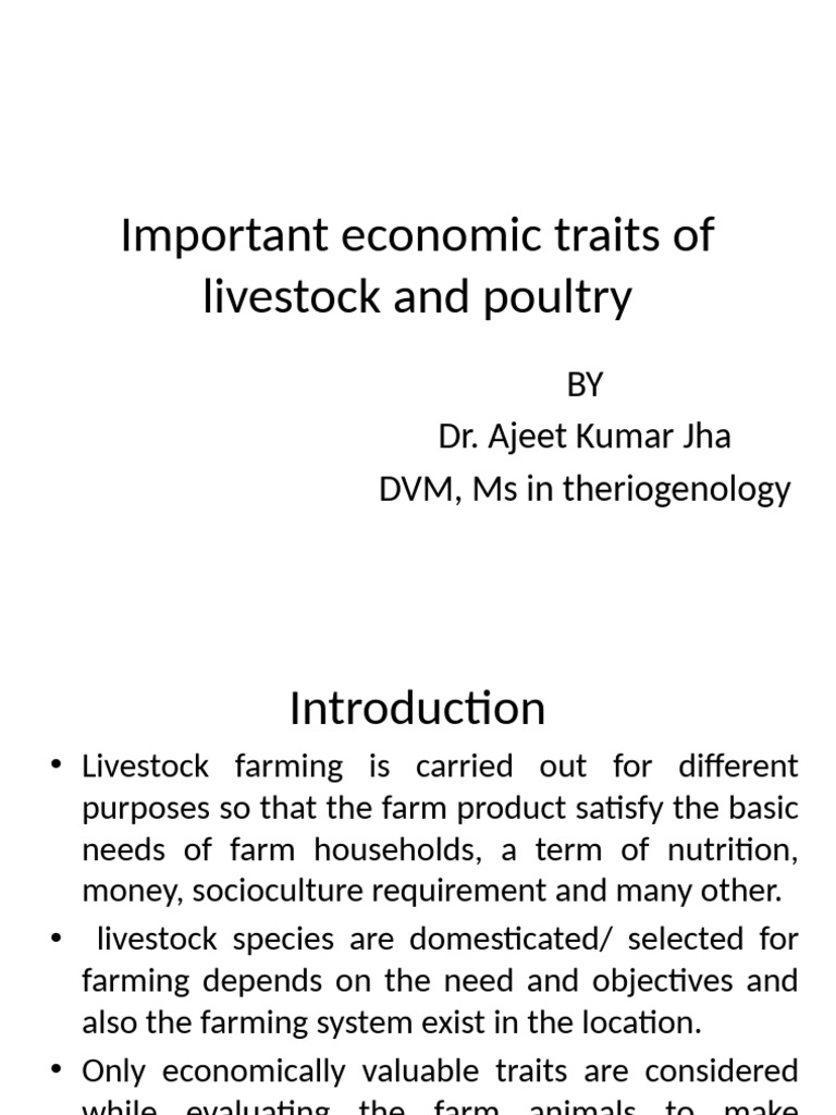 Lec 4 Important Economic Traits | PDF | Genotype | Dominance (Genetics)
