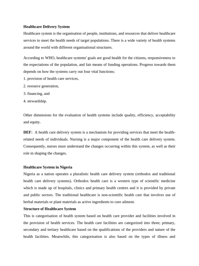 Overview of Nigeria's Healthcare System | PDF | Health Care | Health System
