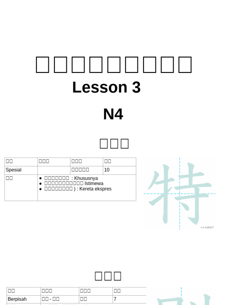 Nihongo Challenge - Lesson 3 N4 | PDF
