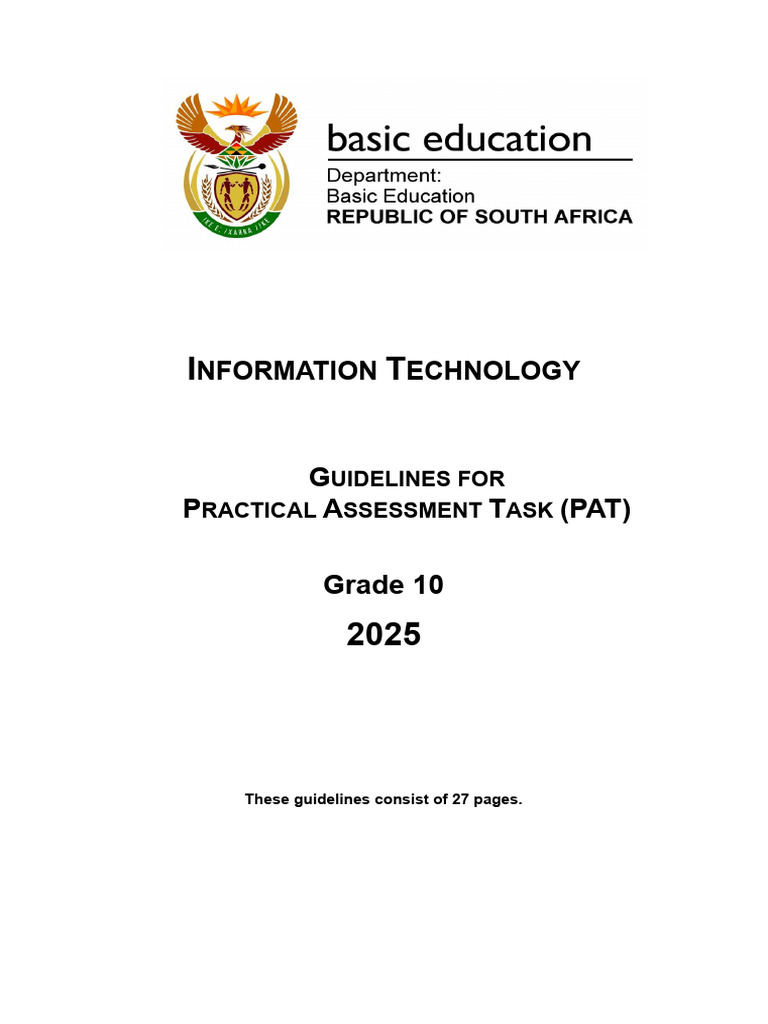 Nformation Echnology: G P A T (PAT) Grade 10 | PDF | Programming ...