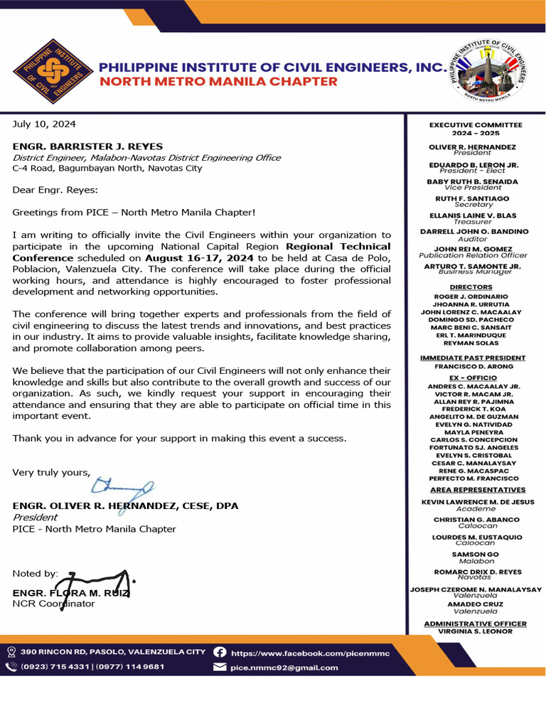 Invitation to Civil Engineers Conference | PDF