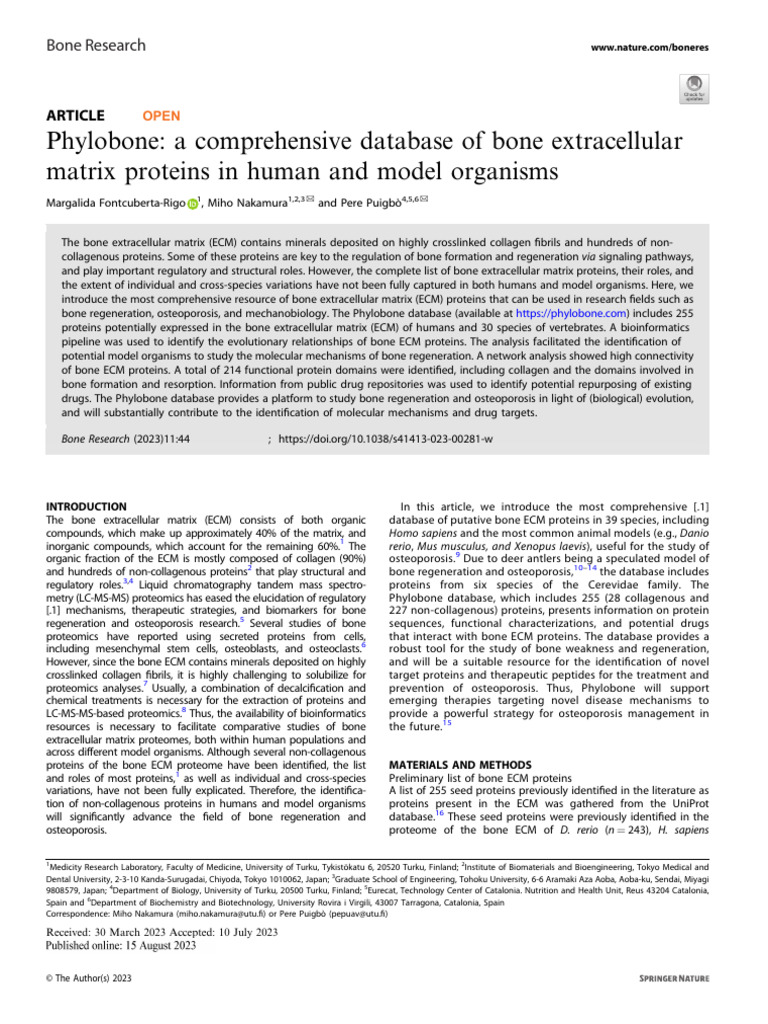 Phylobone: A Comprehensive Database of Bone Extracellular Matrix ...