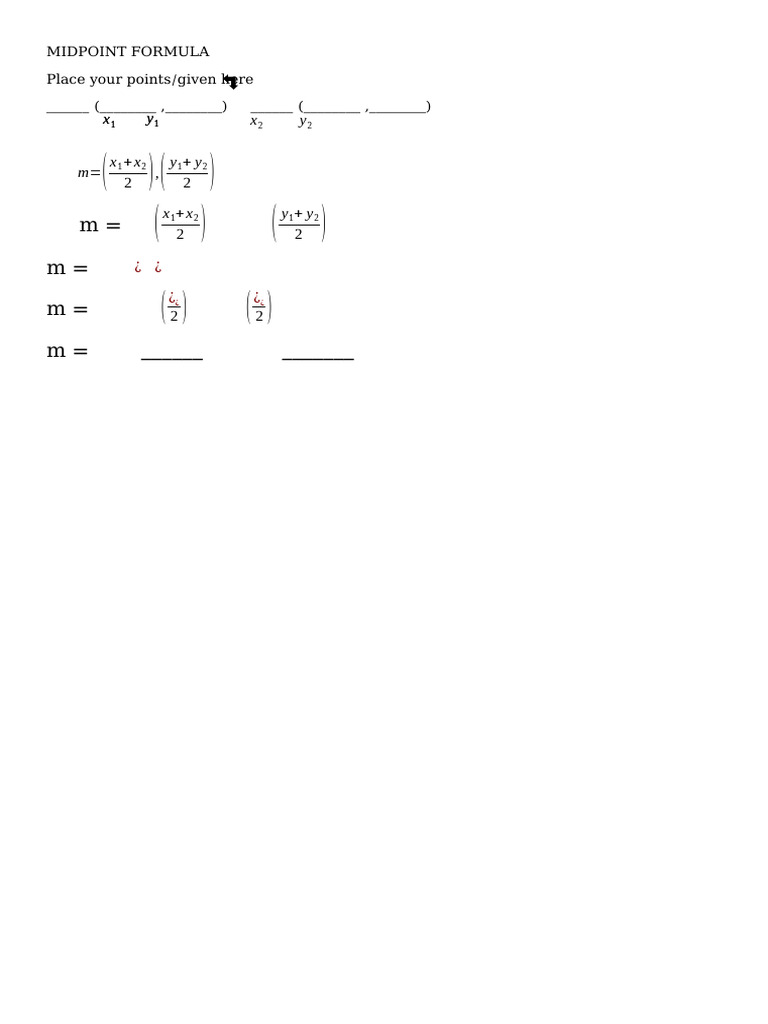 Midpoint Formula - Template | PDF