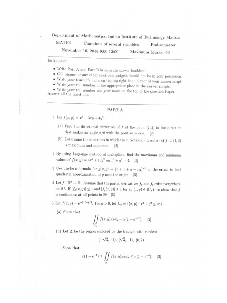 End Semester IIT Maths Eng | PDF