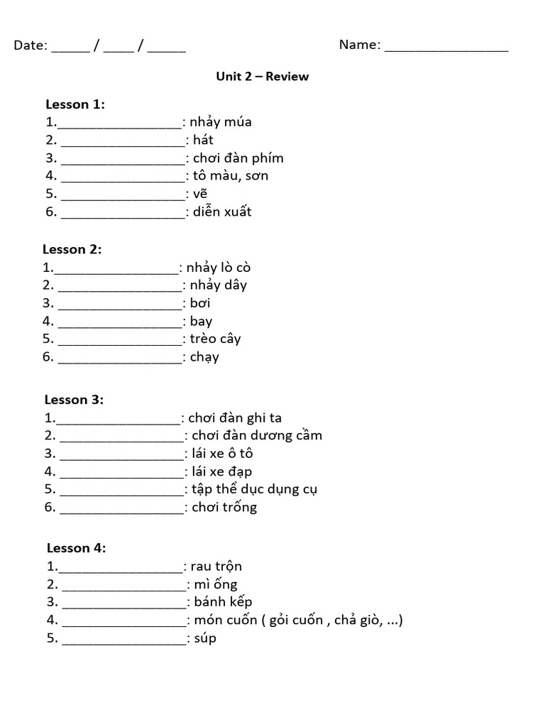 Lesson 1:: Unit 2 - Review | PDF