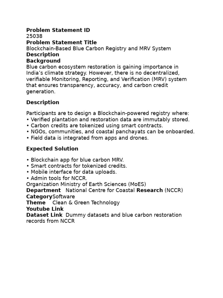 Blockchain Blue Carbon Registry System | PDF