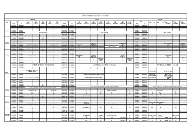 Timetable For Foundations From 2nd Oct To 8th Oct 2025. | PDF