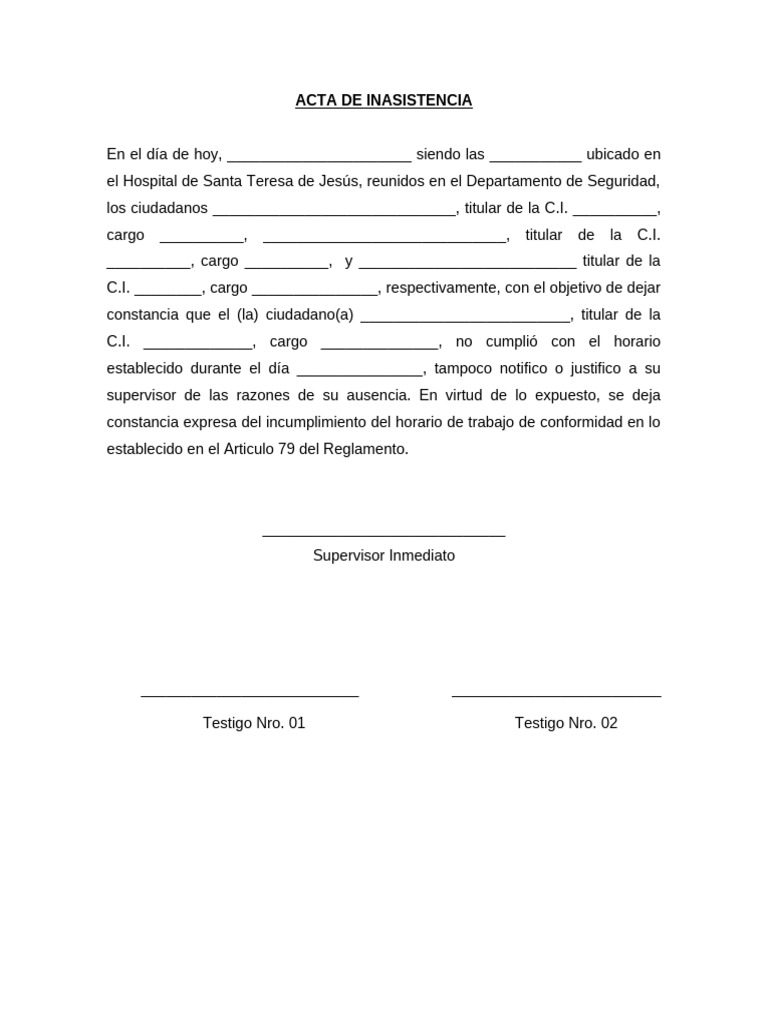 Acta de Inasistencia Laboral | PDF