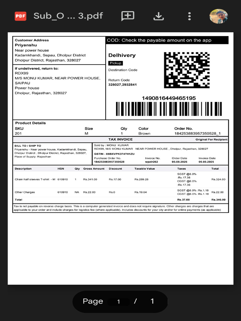 Sub Order Labels .PDF - Google Drive | PDF | Invoice | Taxation